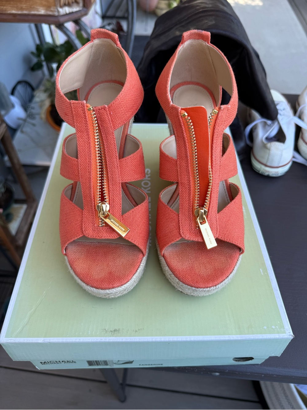 Michael Kors Coral Zip-Front Espadrille Wedge Sandals